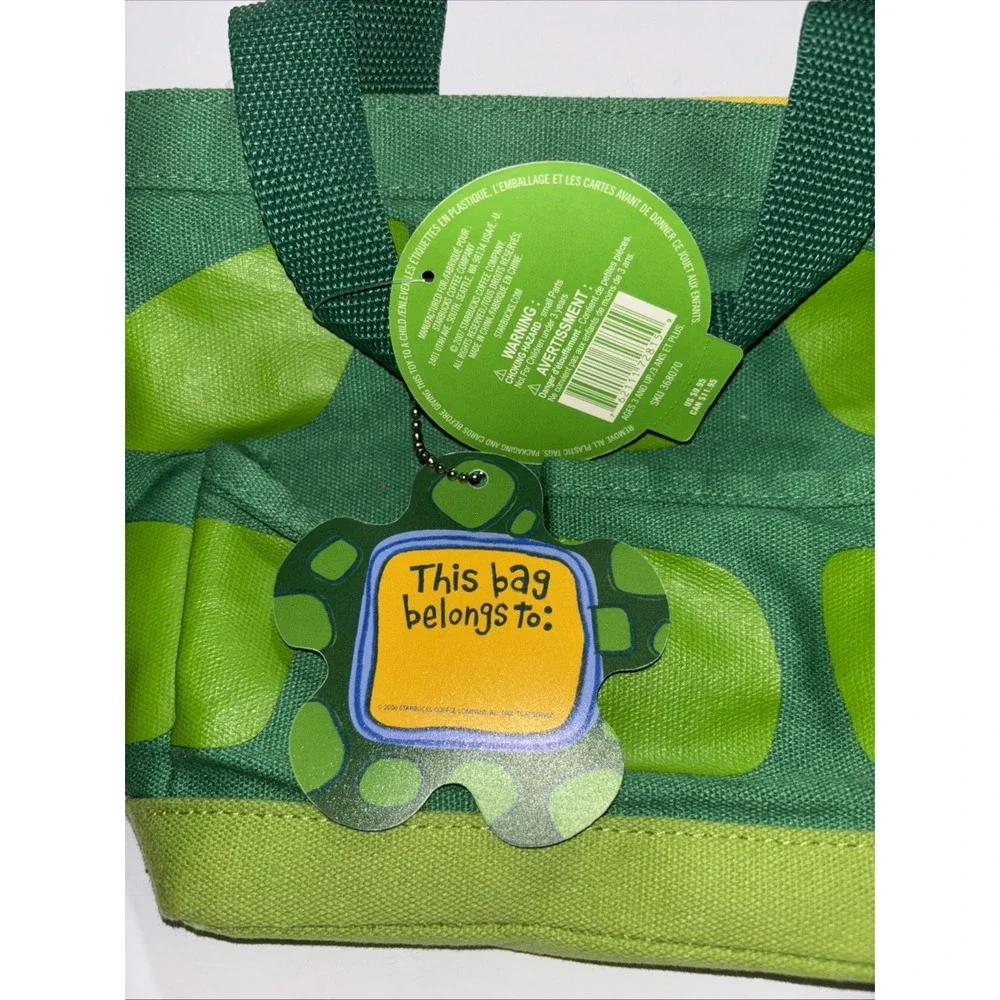 Starbucks Kids Yellow Green Turtle Tote Bag Pockets Top Handle Art Purse 2007